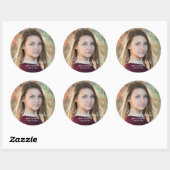 Witte Script Afstudeer Foto op Maat Ronde Sticker (Vel)