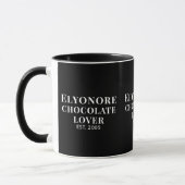 Witte Script Gepersonaliseerde Naam Chocolade Lief Mok (Links)