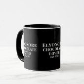 Witte Script Gepersonaliseerde Naam Chocolade Lief Mok (Voorkant links)
