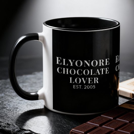 Witte Script Gepersonaliseerde Naam Chocolade Lief Mok