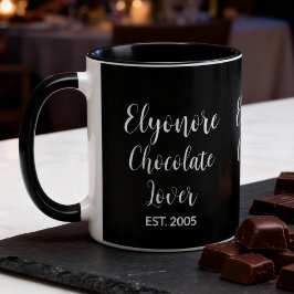 Witte Script Gepersonaliseerde Naam Est voor Choco Mok
