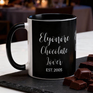 Witte Script Gepersonaliseerde Naam Est voor Choco Mok