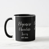 Witte Script Gepersonaliseerde Naam Est voor Choco Mok (Links)