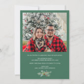 Witte script groene vakantie bewegende aankondigin feestdagenkaart (Achterkant)