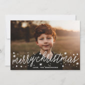Witte Script Grote Foto Prettig Kerst Kaart (Voorkant)