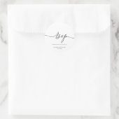 Witte script handtekening elegante trouw-RSVP Ronde Sticker (Tas)