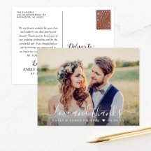 Witte Script Liefde en Dank Trouwfoto