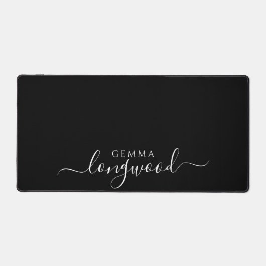 Witte Script Monogram Zwart Bureaumat (Voorkant)