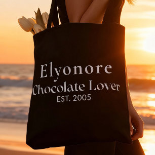 Witte Script Naam Gevestigde Chocolade Liefhebber Tote Bag