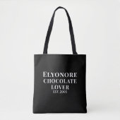 Witte Script Naam Gevestigde Chocolade Liefhebber Tote Bag (Voorkant)