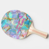 Witte Script Naam op Opal achtergrond, Jouw tekst Tafeltennisbatje (Zijkant)