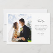 witte script navy blauwe trouw bedankkaart (Achterkant)