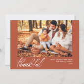 witte script oranje Thanksgiving fotokaart Feestdagenkaart (Voorkant)