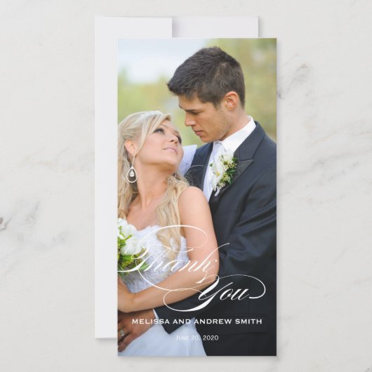 WITTE SCRIPT OVERLAY TROUWKAART BEDANKJE FOTOCARD BEDANKKAART (Voorkant)