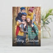Witte Script Prettig Kerstmis Verticale Foto Feestdagenkaart (Staand voorkant)