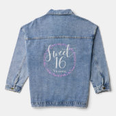 Witte Script Sweet 16 Roze Confetti Verjaardag Chi Denim Jacket (Achterkant)