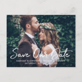 Witte script volledige foto save the date aankondigingskaart (Voorkant)