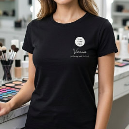 Witte Script Werknemersnaam Zakelijk Logo Make-up T-shirt