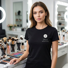 Witte Script Werknemersnaam Zakelijk Logo Make-up T-shirt