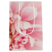 Witte scriptnaam, grote roze bloem gemiddeld medium cadeauzakje (Achterkant)