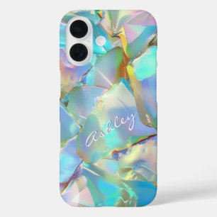 Witte scriptnaam op opale achtergrond iPhone 16 hoesje
