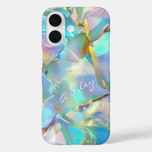 Witte scriptnaam op opale achtergrond Case-Mate iPhone case (Achterkant)