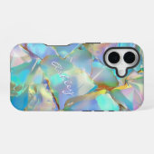 Witte scriptnaam op opale achtergrond iPhone 16 hoesje (Achterkant horizontaal)