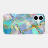 Witte scriptnaam op opale achtergrond iPhone 16 hoesje (Achterkant horizontaal)