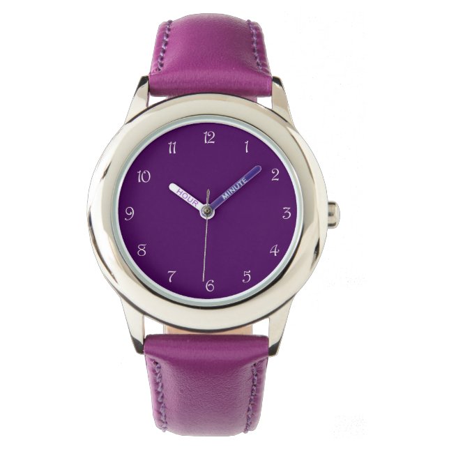 Witte scriptnummers op Paarse WACNT Horloge (Voorkant)