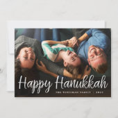 Witte scriptoverlay Gelukkig Hanukkah volledige fo Feestdagenkaart (Voorkant)