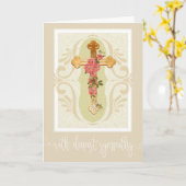 witte-scriptoverlay | Gouden Kruis Rozen Sympathie Kaart (Gele Bloem)