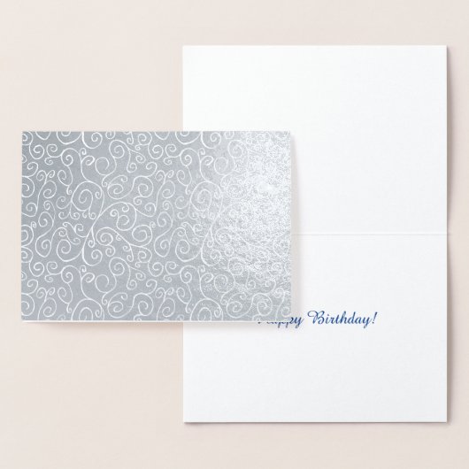 Witte scrollende curven op zilver folie kaarten (Display)