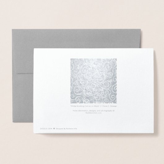 Witte scrollende curven op zilver folie kaarten (Met envelop)