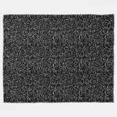 Witte scrollende curven op zwart fleece deken (Voorkant (Horizontaal))