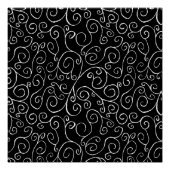 Witte scrollende curven op zwart perfect poster (Voorkant)