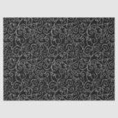 Witte scrollende curven op zwart tissuepapier (Voorkant)