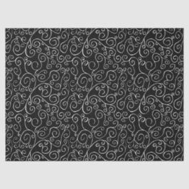 Witte scrollende curven op zwart tissuepapier