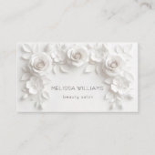 Witte sculpturale 3D-bloemen Visitekaartje (Voorkant)
