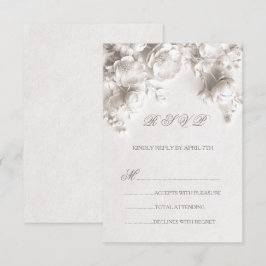 Witte sculpturale bloemen wilde rozen RSVP kaartje