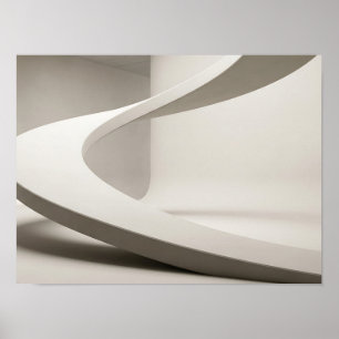 Witte sculpturale curve minimalistische wandkunst poster
