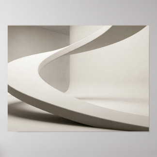 Witte sculpturale curve minimalistische wandkunst poster