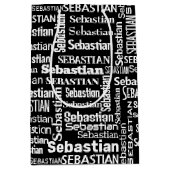 Witte SEBASTIAN naam op zwart Medium Cadeauzakje (Voorkant)