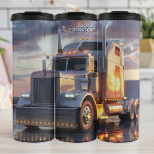 Witte Semi Truck Gouden Uur Reflecties Thermosbeker