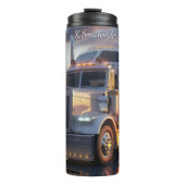 Witte Semi Truck Gouden Uur Reflecties Thermosbeker (Voorkant)
