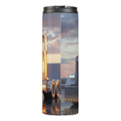 Witte Semi Truck Gouden Uur Reflecties Thermosbeker (Achterkant)