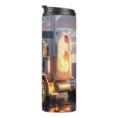 Witte Semi Truck Gouden Uur Reflecties Thermosbeker (Geroteerd rechts)