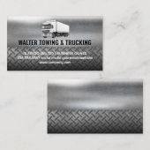 Witte Semi Truck Moving Logo | metaalstaal Visitekaartje (Voorkant / Achterkant)