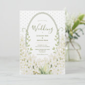 Witte Sering Bloemige Waterverf Vintage Bruiloft Kaart (Staand voorkant)