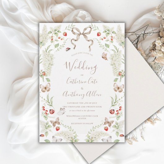 Witte Sering Groene Lint Whimsical Huwelijk  Kaart