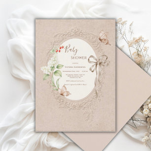 Witte Sering Lint Vintage Baby Shower Kaart